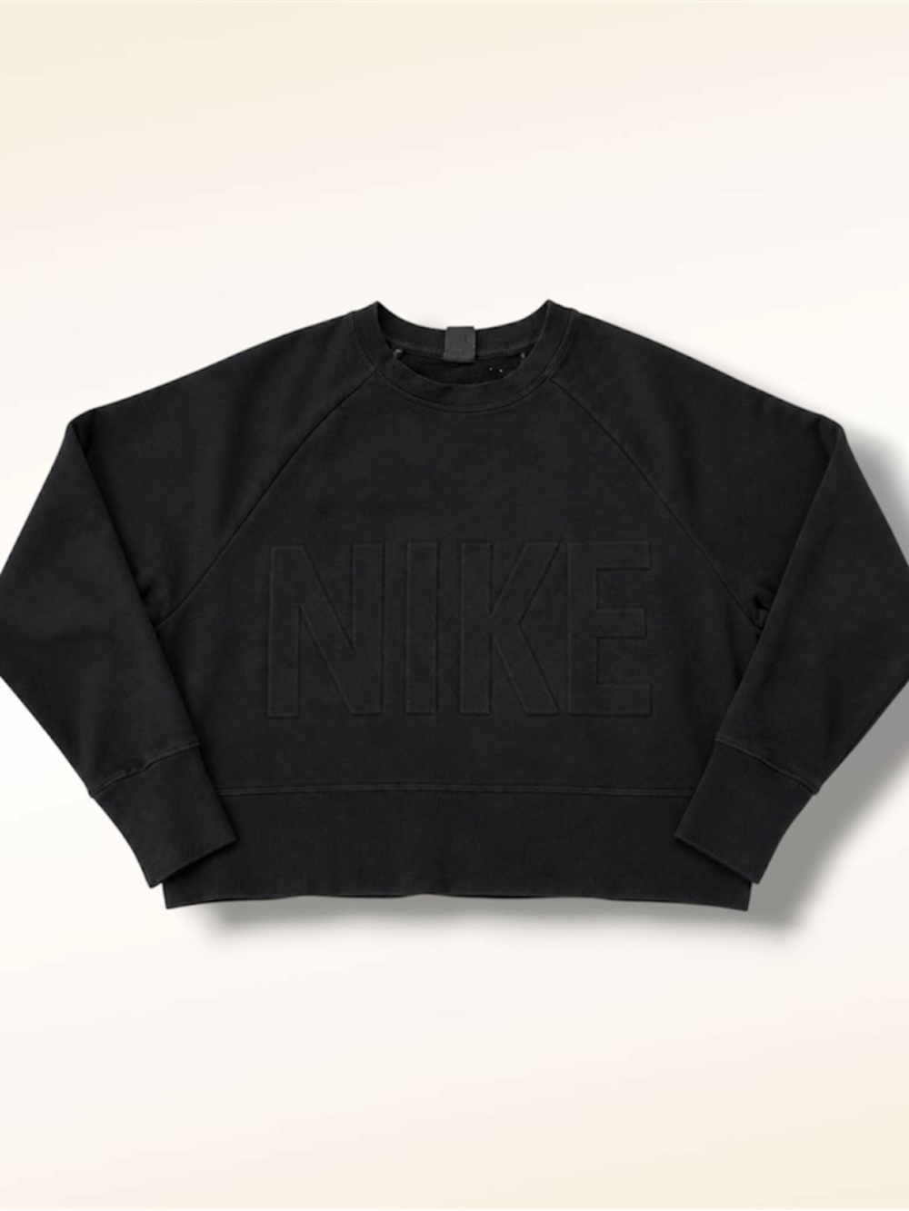 Nike Dri-FIT Cropped Crewneck Sweatshirt Black Size M Embossed Nike Logo